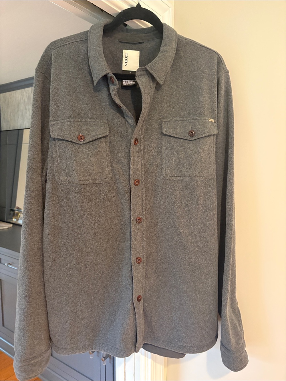 Vuori Gray Lightweight Button-Up  fleece Shirt Jacket